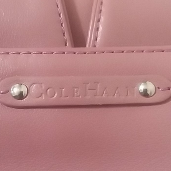 Cole Haan Mauve Small Leather Baguette Handbag with Silvertone Hardware - Picture 6 of 16